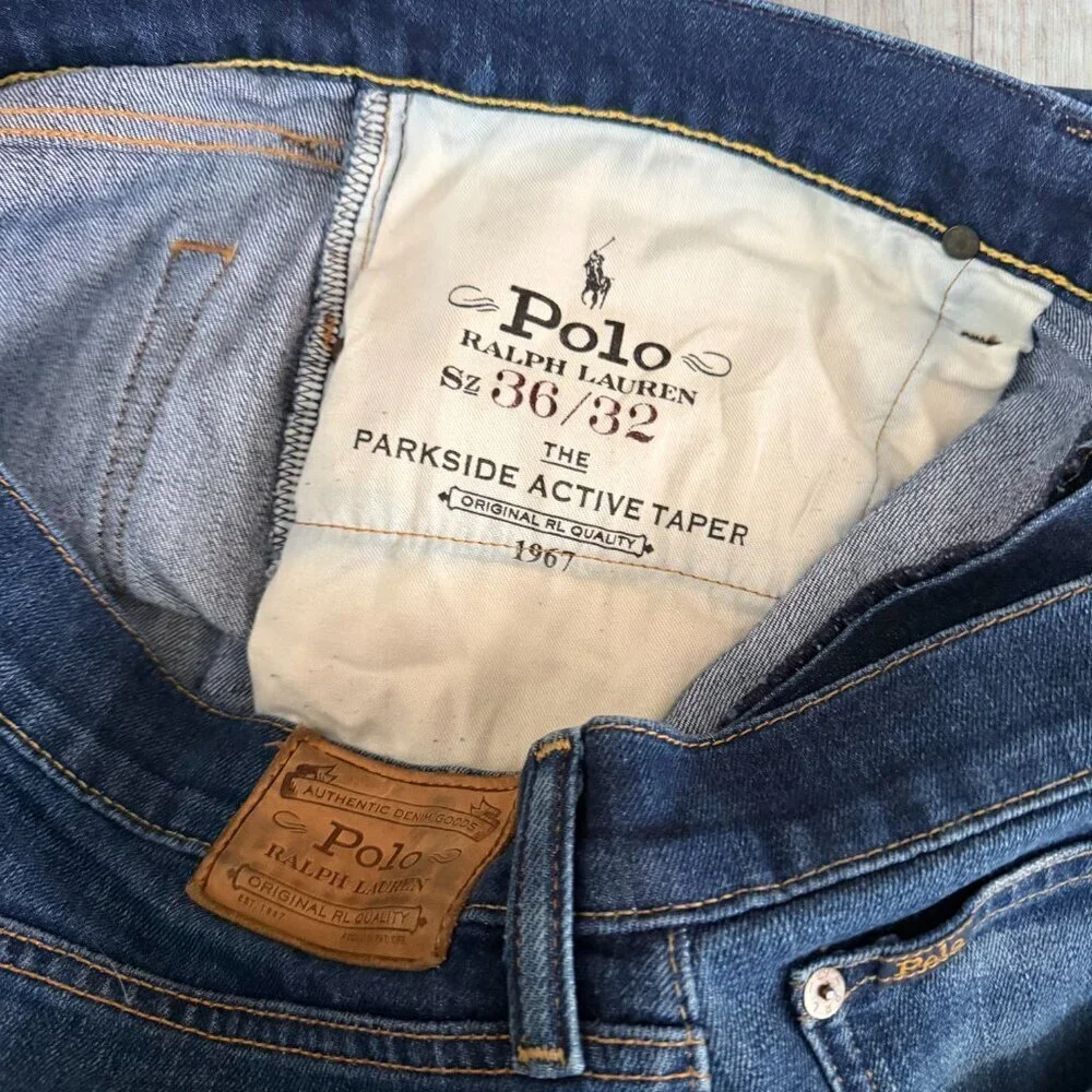 Polo Ralph Lauren Parkside Active Taper Jeans Men 36 x 32 Stretch Dark Wash